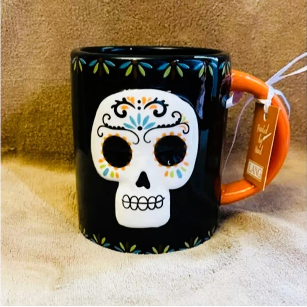 Lang Handpainted Day of the Dead Skull Halloween 18oz Mug- NEW